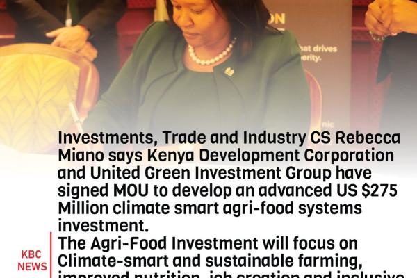 MOU to advanced US $275 Million climate smart agri-food systems investment