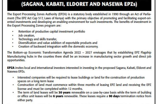 Investment Opportunities in Kenya's EPZ Program