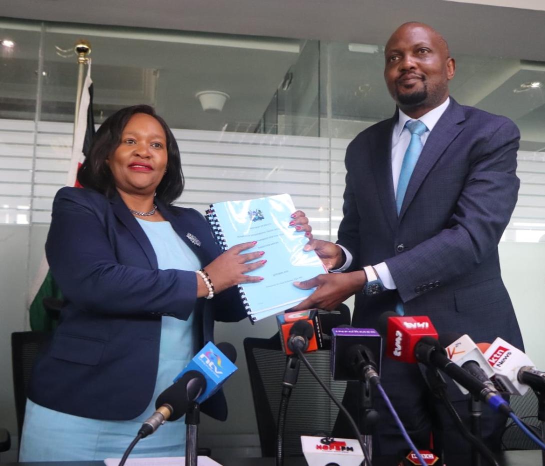 Outgoing CS Moses Kuria hands over to incoming CS Rebecca Miano