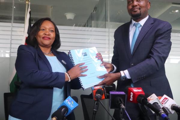 Outgoing CS Moses Kuria hands over to incoming CS Rebecca Miano