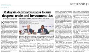 Malaysia-Kenya business forum deepens trade and investment ties