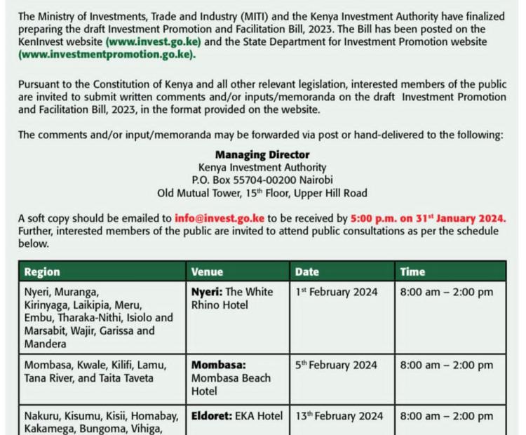 Investment Promotion and Facilitation Bill 2023